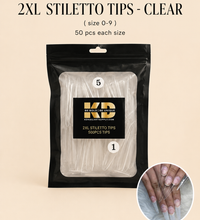 2XL Stiletto Tips - Clear (500 pcs)